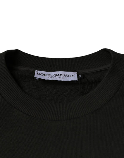 Dolce &amp; Gabbana, Armeegrüner Pullover mit Rundhalsausschnitt und DG-Krone