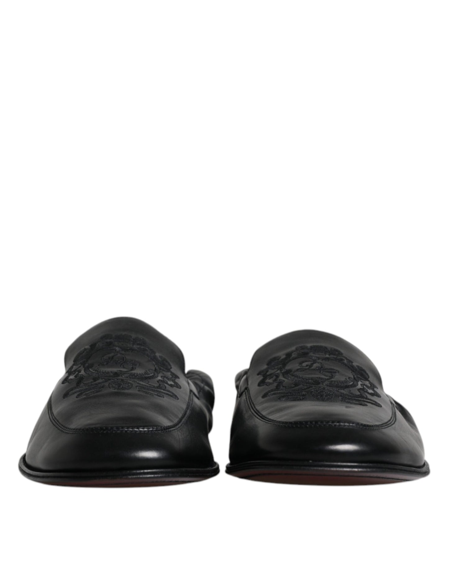 Dolce &amp; Gabbana – Schwarze Leder-Loafer mit Logo-Stickerei für Herren