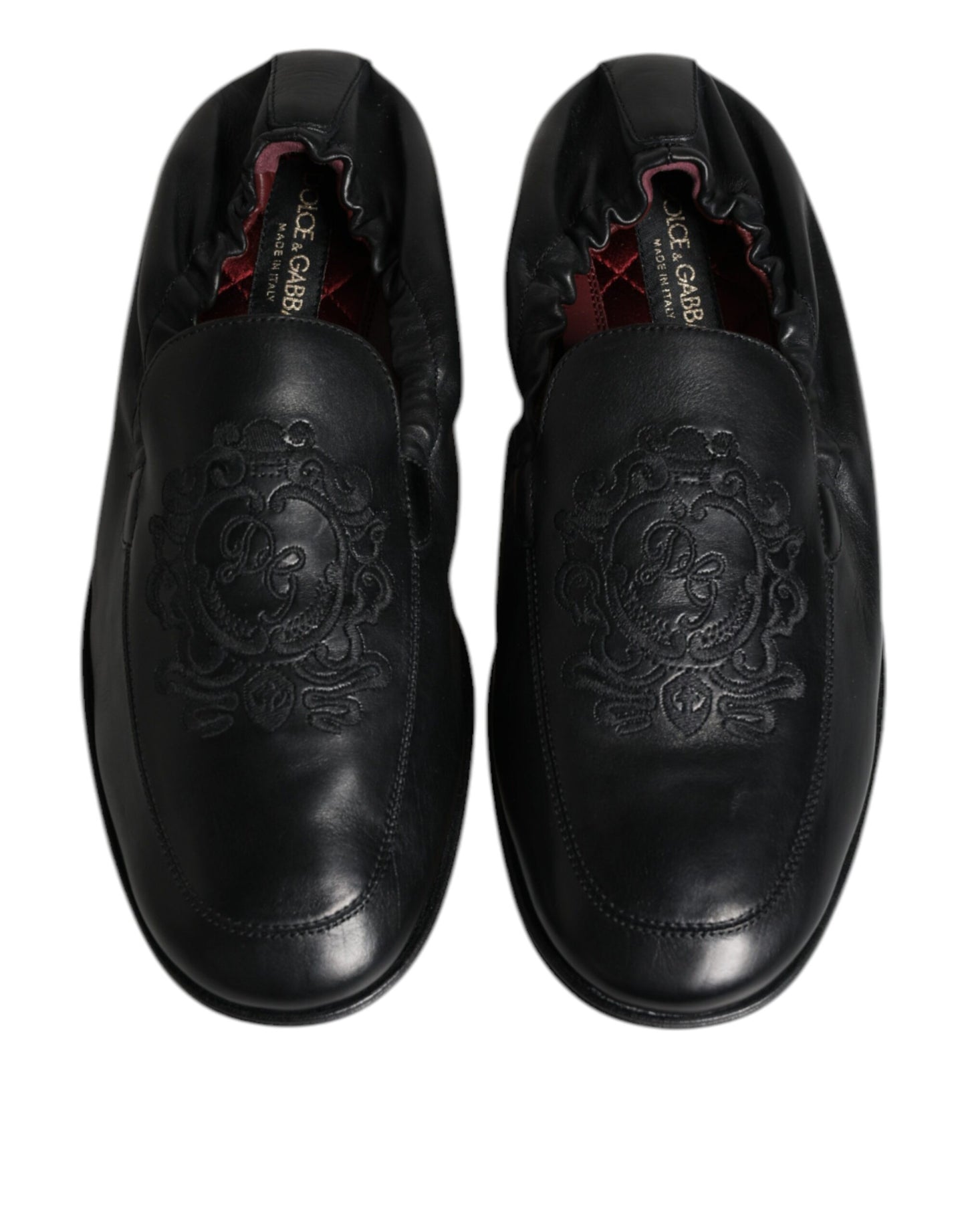 Dolce &amp; Gabbana – Schwarze Leder-Loafer mit Logo-Stickerei für Herren