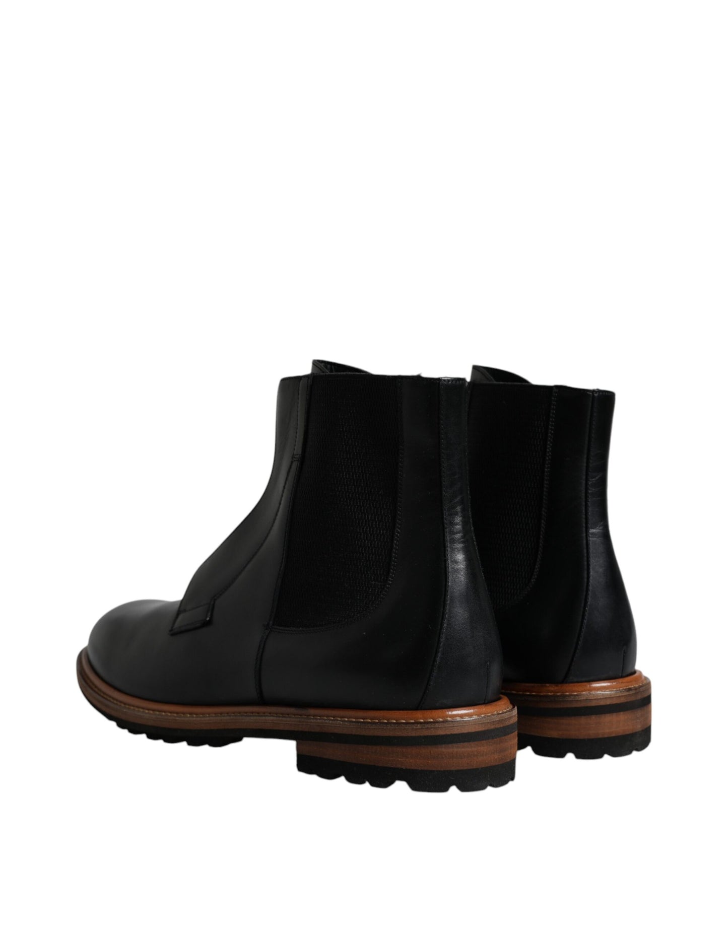 Dolce &amp; Gabbana Chelsea Boots aus schwarzem Leder mit mittlerer Wade für Herren