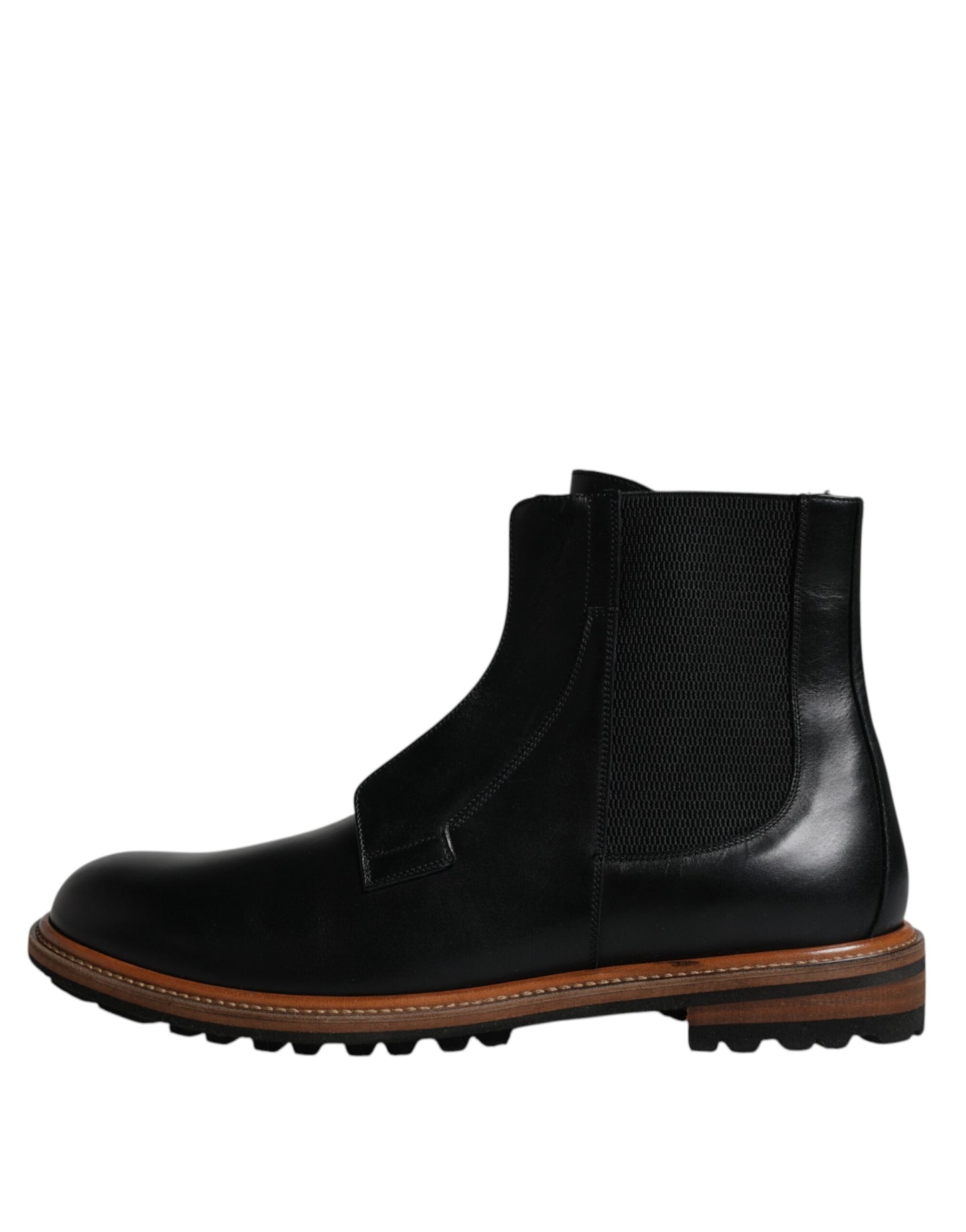 Dolce &amp; Gabbana Chelsea Boots aus schwarzem Leder mit mittlerer Wade für Herren