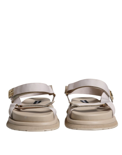 Dolce &amp; Gabbana Beige Nappa Devotion Strap Herren Sandalen Schuhe