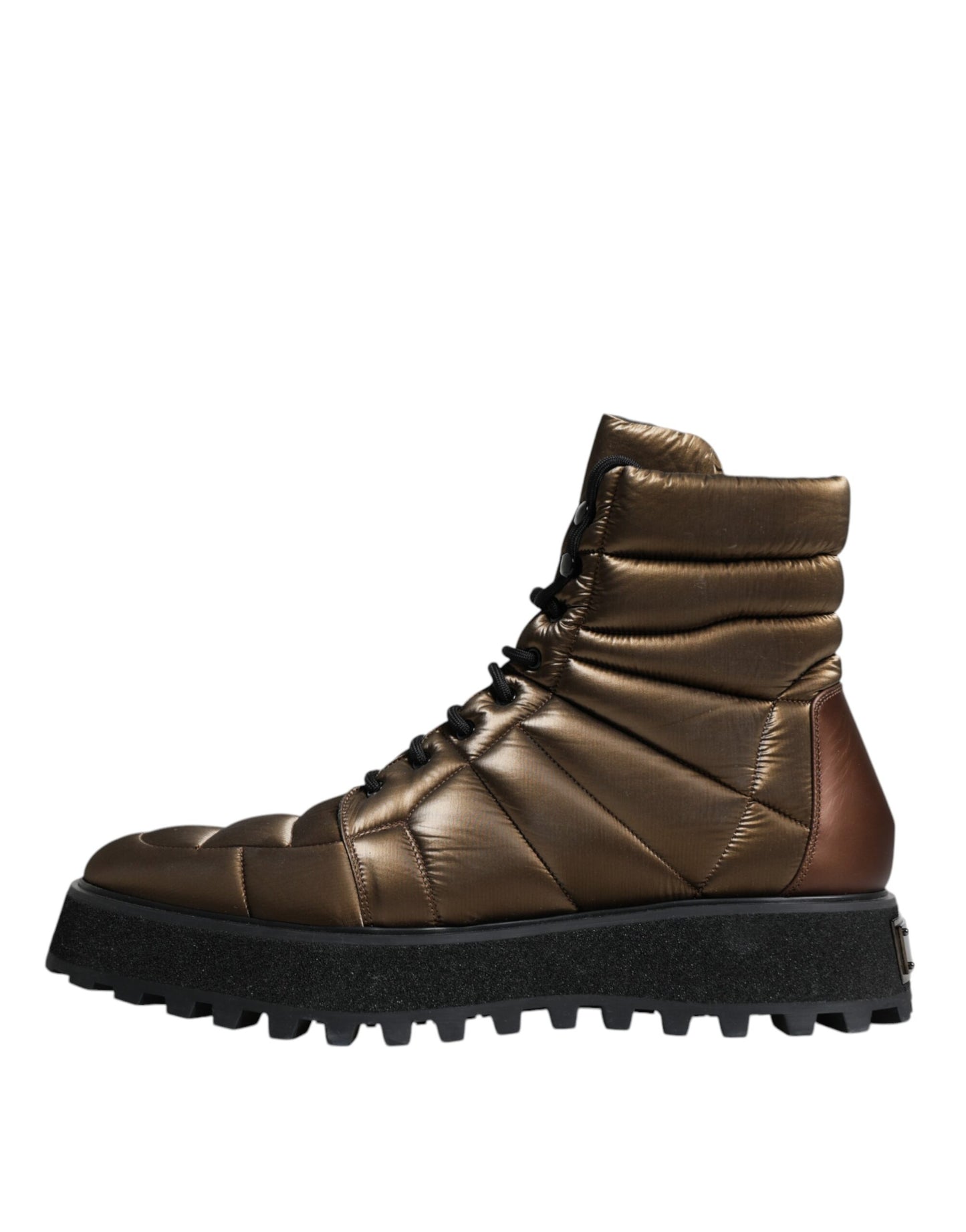 Dolce &amp; Gabbana – Gepolsterte, wadenlange Schnürstiefel in Bronze