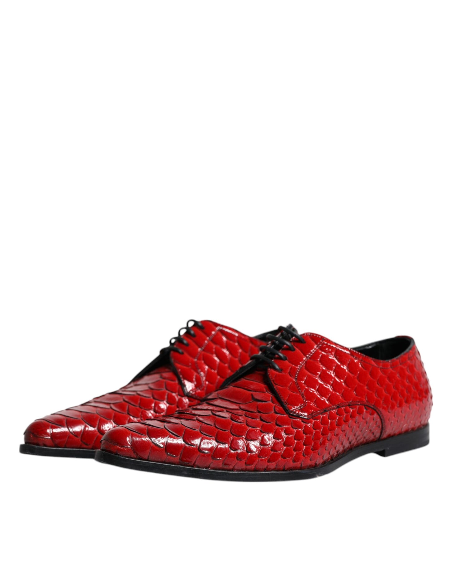 Dolce &amp; Gabbana Rot Strukturierte Lackierte Derby Herren Formelle Schuhe