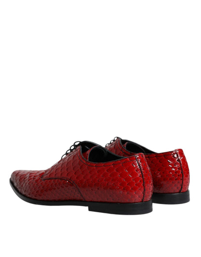 Dolce &amp; Gabbana Rot Strukturierte Lackierte Derby Herren Formelle Schuhe