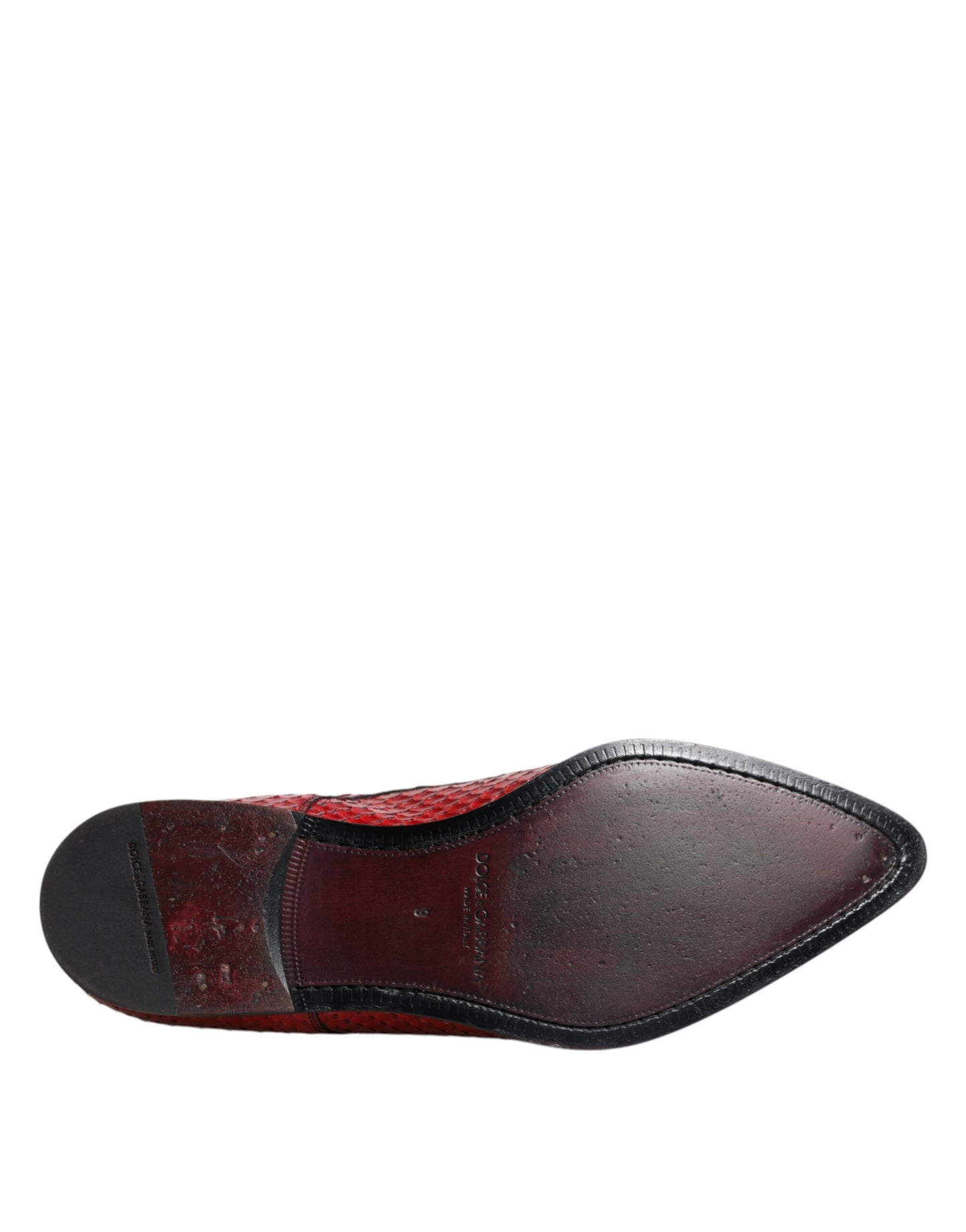 Dolce &amp; Gabbana Rot Strukturierte Lackierte Derby Herren Formelle Schuhe