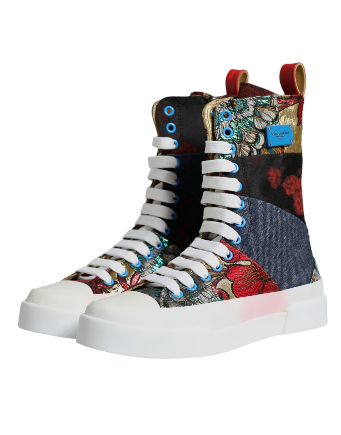 Dolce &amp; Gabbana Mehrfarbige Patchwork High Top Sneakers Schuhe