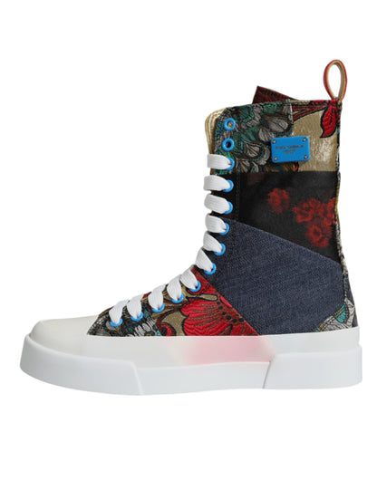 Dolce &amp; Gabbana Mehrfarbige Patchwork High Top Sneakers Schuhe