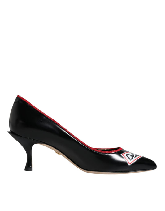 Dolce &amp; Gabbana – Pumps mit Logo-Print aus schwarzem Leder