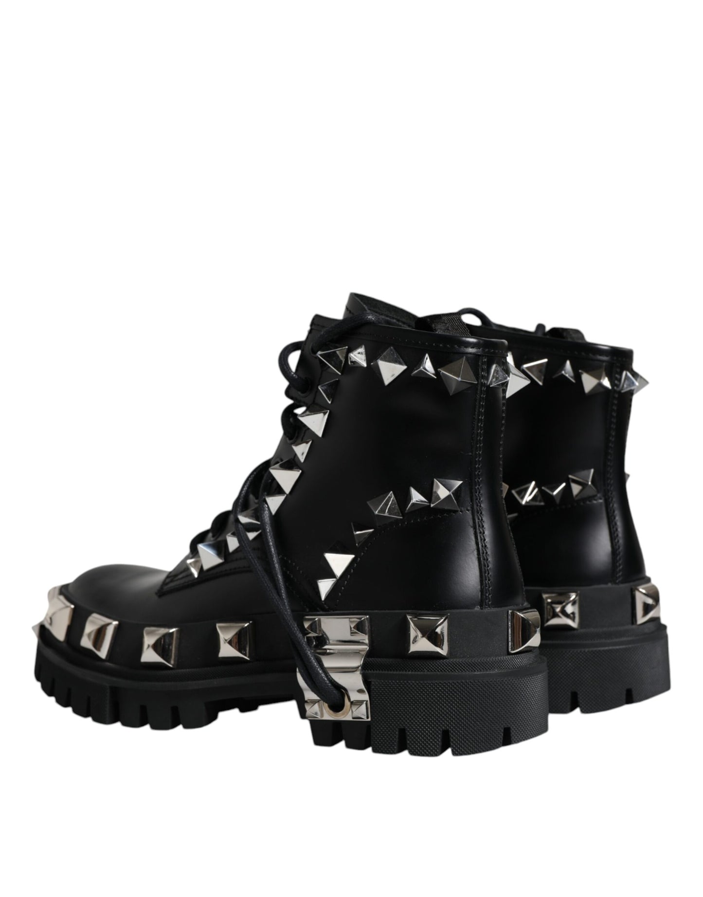 Dolce &amp; Gabbana – Trekkingstiefel aus schwarzem Leder mit Nieten