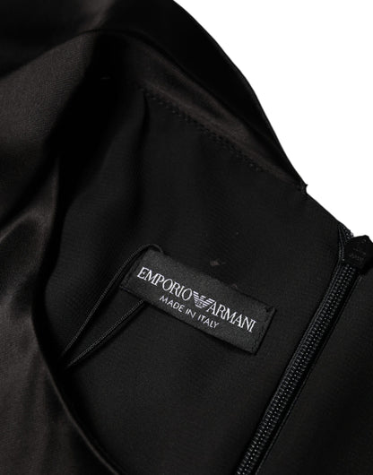 Emporio Armani – Schwarzes, langärmliges Wickel-Minikleid aus Satin