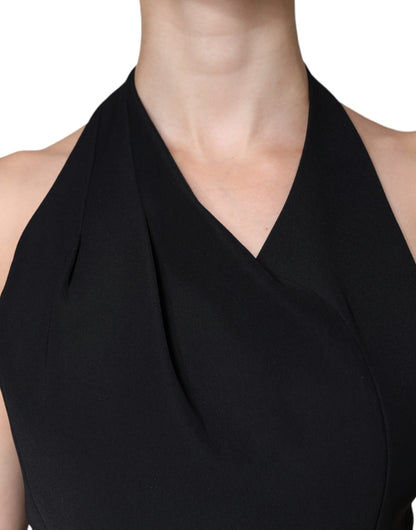 Emporio Armani – Langes, ärmelloses Neckholder-Etuikleid in Schwarz