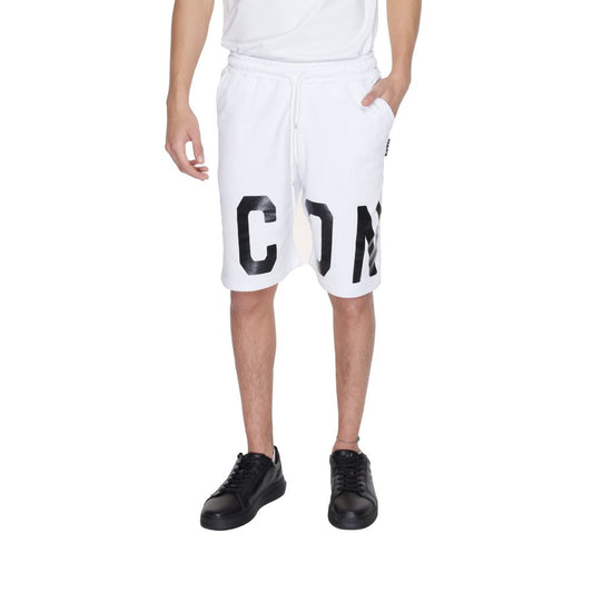 Weiße Baumwollshorts mit Icon-Muster