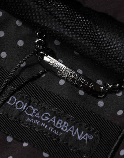 Dolce &amp; Gabbana – Schwarze Bomberjacke mit Bandana-Kapuze und durchgehendem Reißverschluss