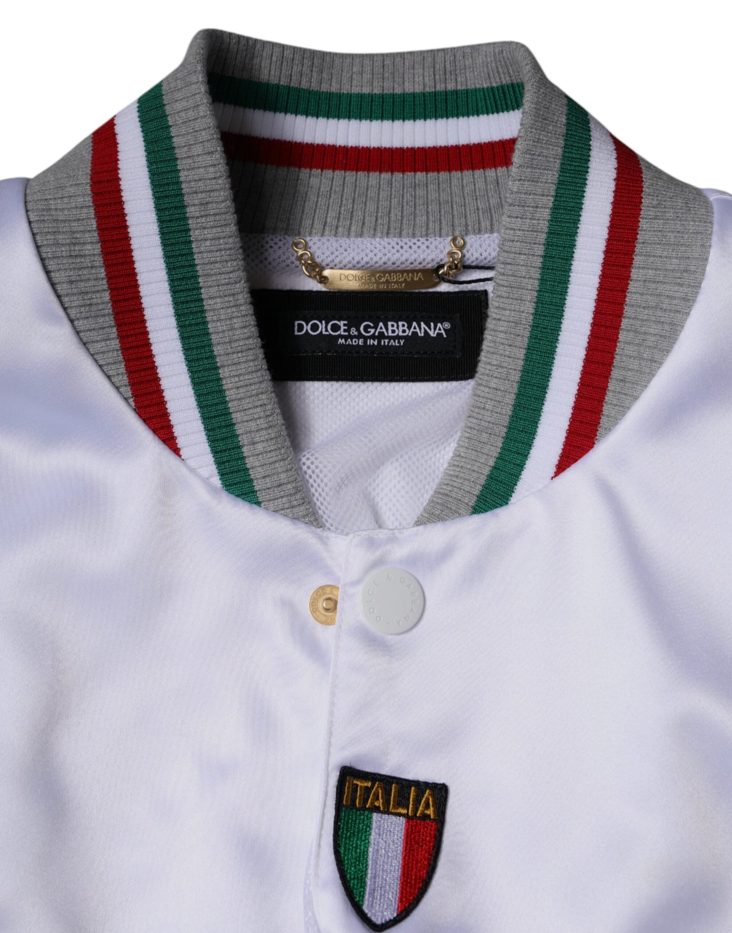 Dolce &amp; Gabbana – Mehrfarbige Bomberjacke „Italia“ mit Knopfleiste