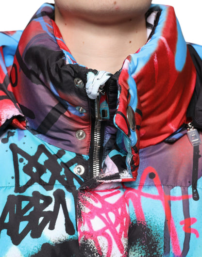 Dolce &amp; Gabbana – Windjacke mit Kapuze und mehrfarbigem Graffiti