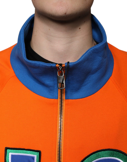 Dolce &amp; Gabbana – Orange-blaue Bomberjacke aus Jersey mit durchgehendem Reißverschluss