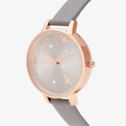 Olivia Burton Gray Synthetic Leather Watch