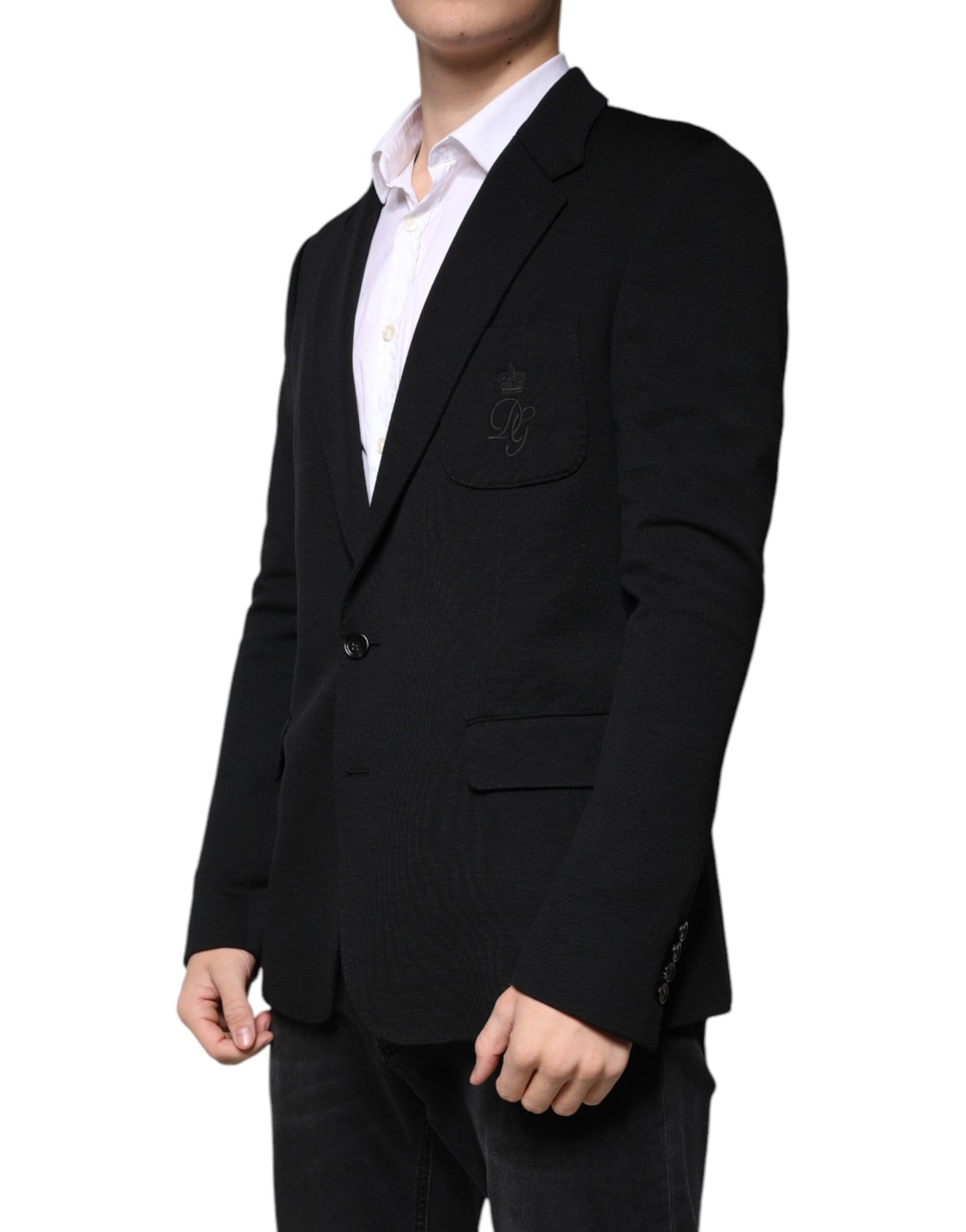 Dolce &amp; Gabbana – Einreihiger formeller Blazer aus schwarzer Wolle