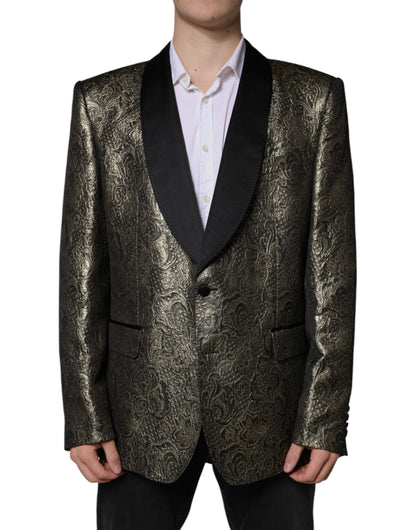 Dolce &amp; Gabbana Gold SICILIA Jacquard Einreihiger Mantel Blazer