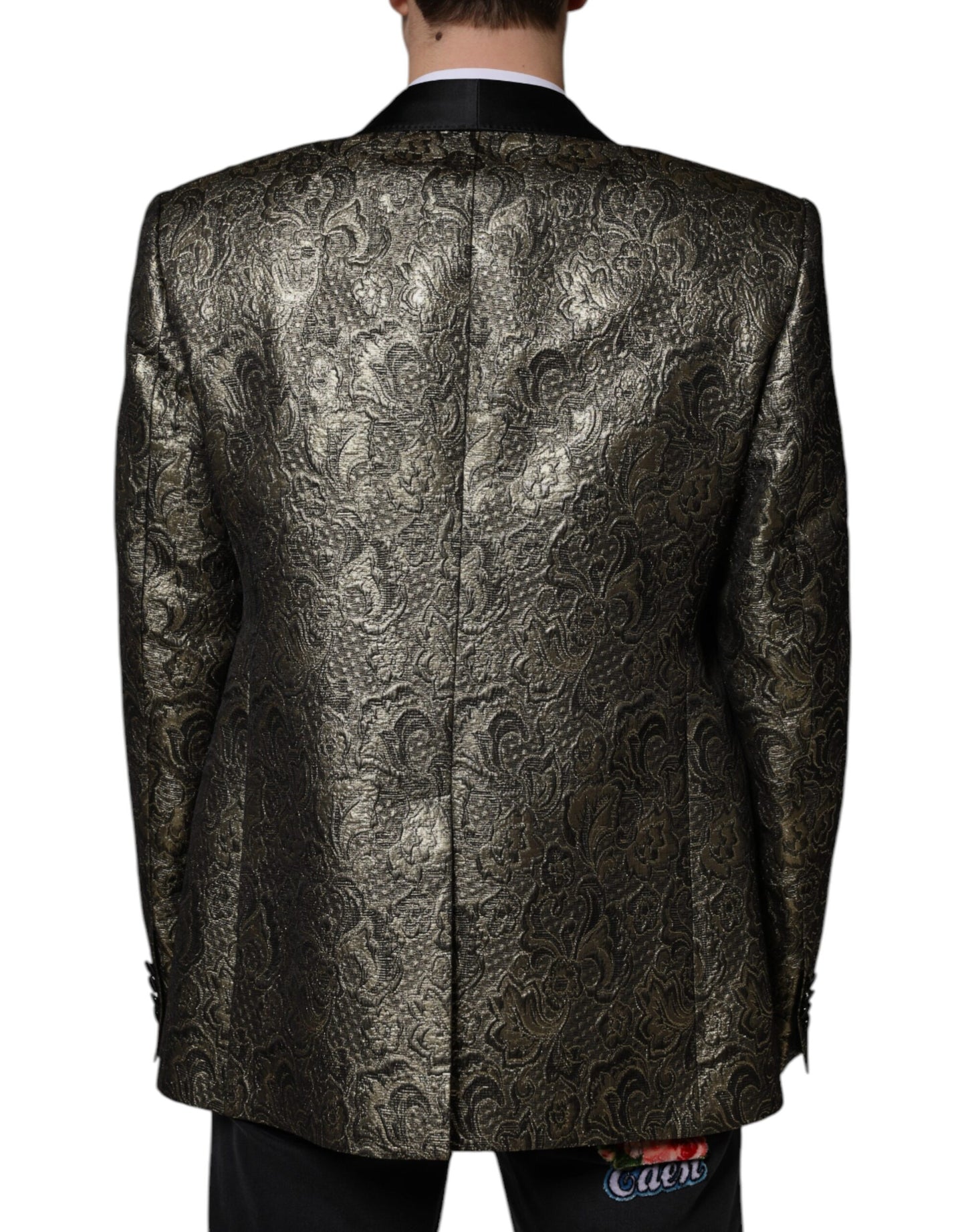 Dolce &amp; Gabbana Gold SICILIA Jacquard Einreihiger Mantel Blazer