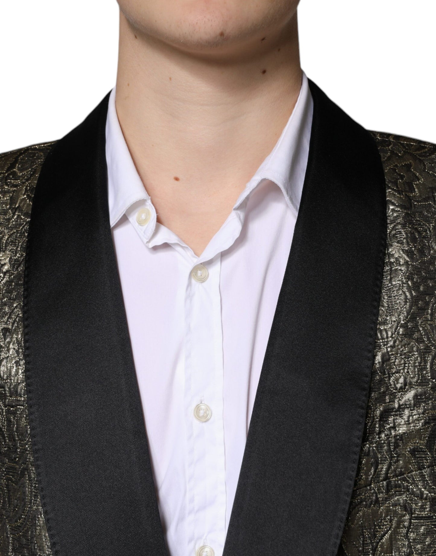 Dolce &amp; Gabbana Gold SICILIA Jacquard Einreihiger Mantel Blazer