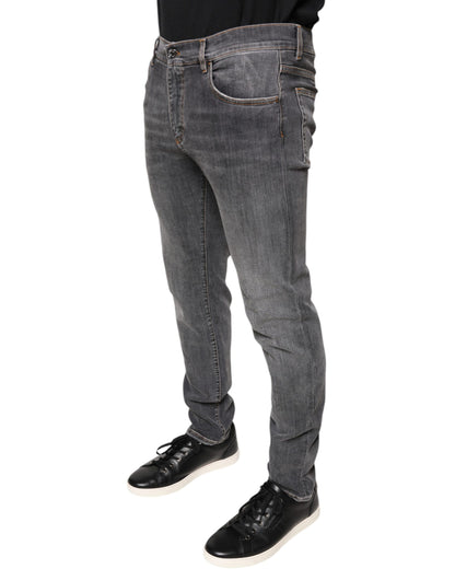 Dolce &amp; Gabbana Dunkelgraue Skinny-Jeans aus Baumwollstretch