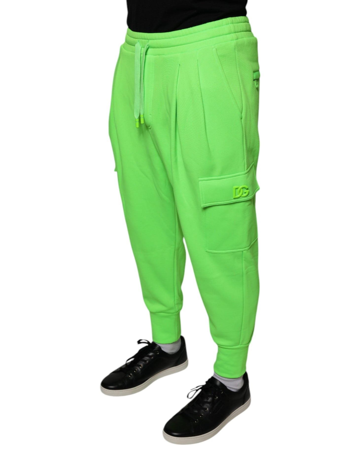 Dolce &amp; Gabbana Neongrüne Cargo-Jogginghose aus Polyester