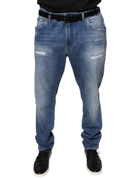 Dolce &amp; Gabbana Blaue Stretch-Jeans aus gewaschener Baumwolle für Herren