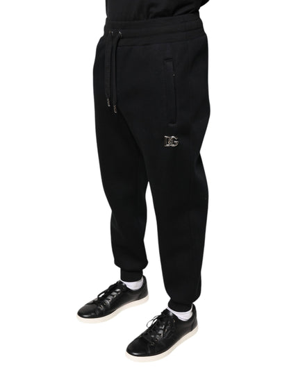 Dolce & Gabbana Black Modal DG Logo Jogger Men Sweatpants Pants