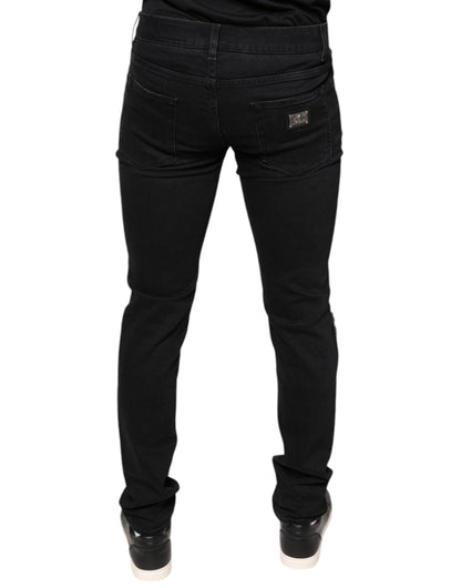 Dolce &amp; Gabbana – Schwarze Skinny-Jeans aus zerfetzter Baumwolle für Herren