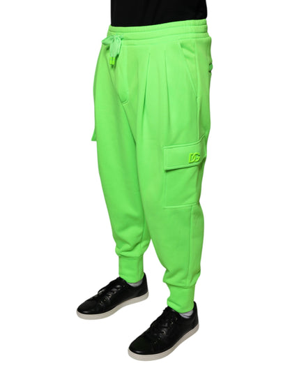 Dolce &amp; Gabbana Neongrüne Cargo-Jogginghose aus Polyester