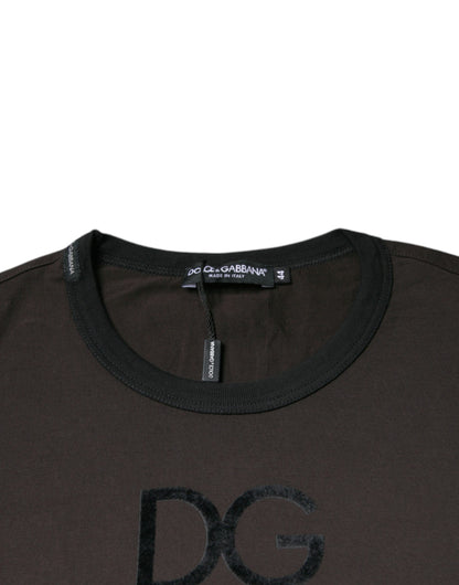 Brauner Pullover mit Rundhalsausschnitt und Logo von Dolce &amp; Gabbana