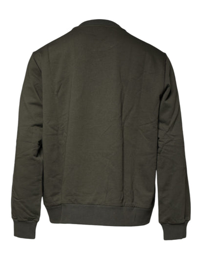 Dolce &amp; Gabbana Armygrüner Sweatshirtpullover aus Baumwolle mit Krone