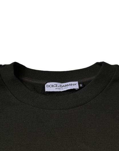 Dolce &amp; Gabbana Armygrüner Sweatshirtpullover aus Baumwolle mit Krone