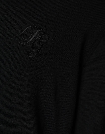 Dolce & Gabbana Black Wool Knit Crew Neck Pullover Sweater