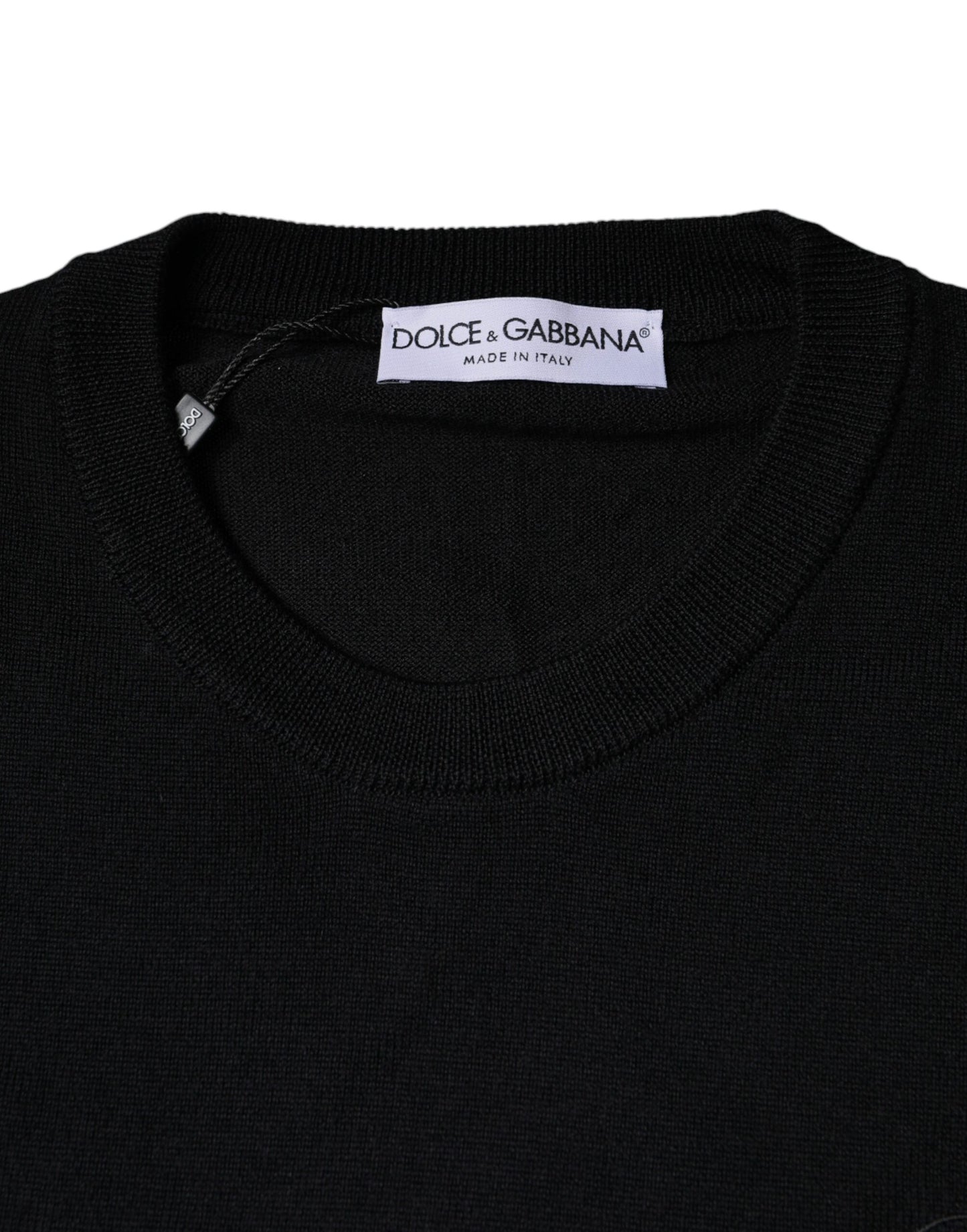 Schwarzer Pullover mit Rundhalsausschnitt aus Wollstrick von Dolce &amp; Gabbana