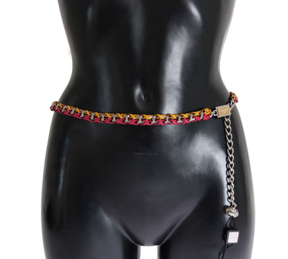 Ceinture en cuir cristal jaune rouge