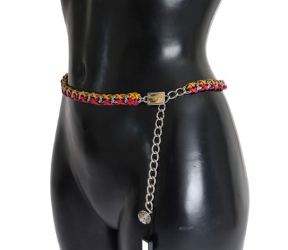 Ceinture en cuir cristal jaune rouge