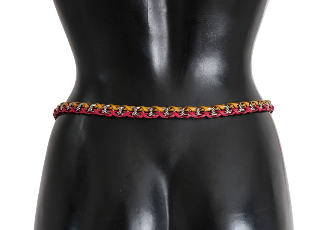 Ceinture en cuir cristal jaune rouge