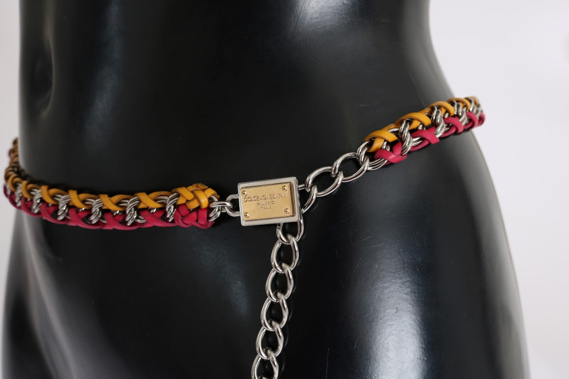 Ceinture en cuir cristal jaune rouge