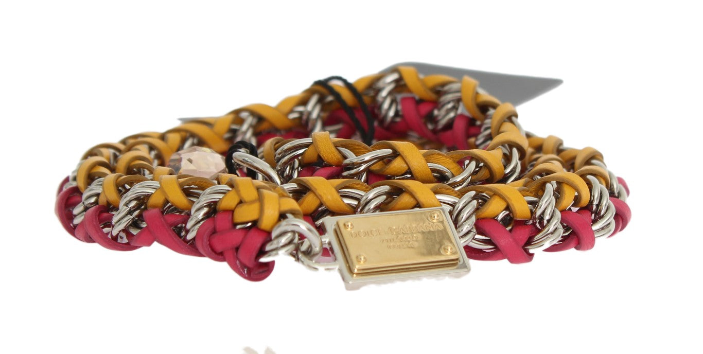 Ceinture en cuir cristal jaune rouge