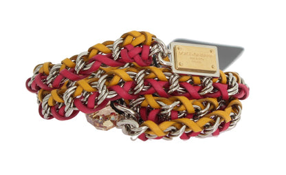 Ceinture en cuir cristal jaune rouge