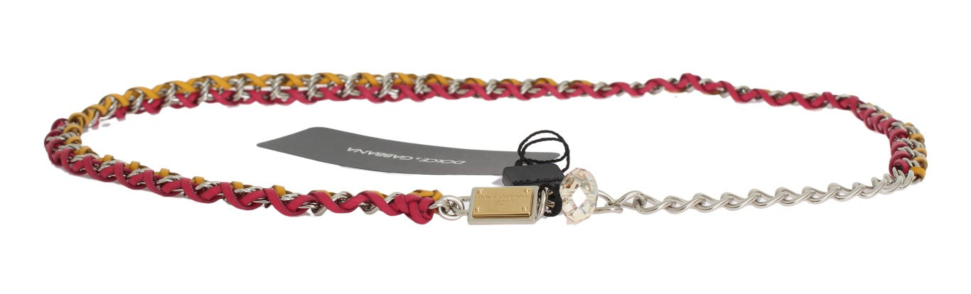 Ceinture en cuir cristal jaune rouge