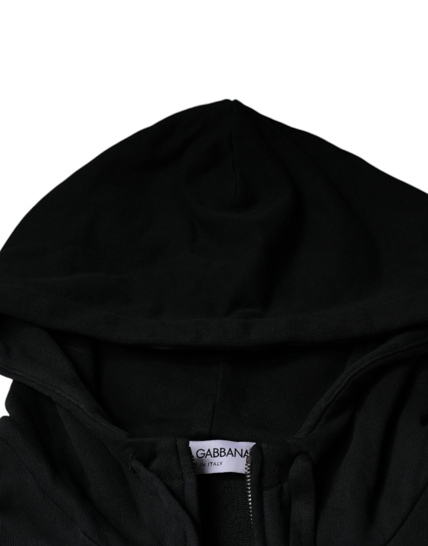 Dolce & Gabbana Black Logo Plaque Hooded Full Zip Sweater