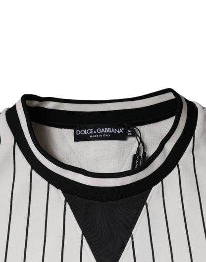 Dolce & Gabbana Black White Stripes Logo Sweatshirt Sweater