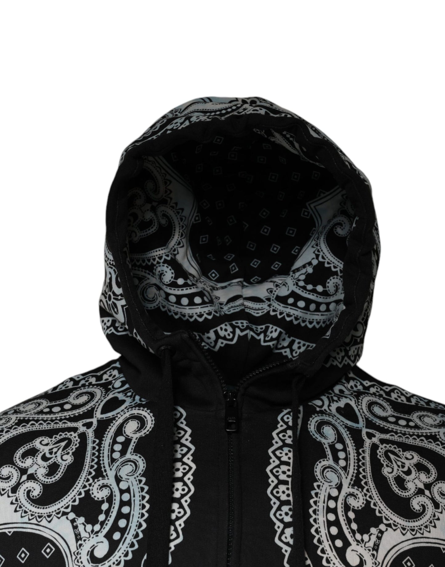 Dolce &amp; Gabbana Schwarz Weiß Bandana Kapuzenpullover Pullover