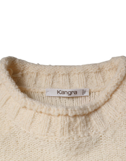 KANGRA Pullover aus Wollstrick mit langen Ärmeln und Rundhalsausschnitt, beige