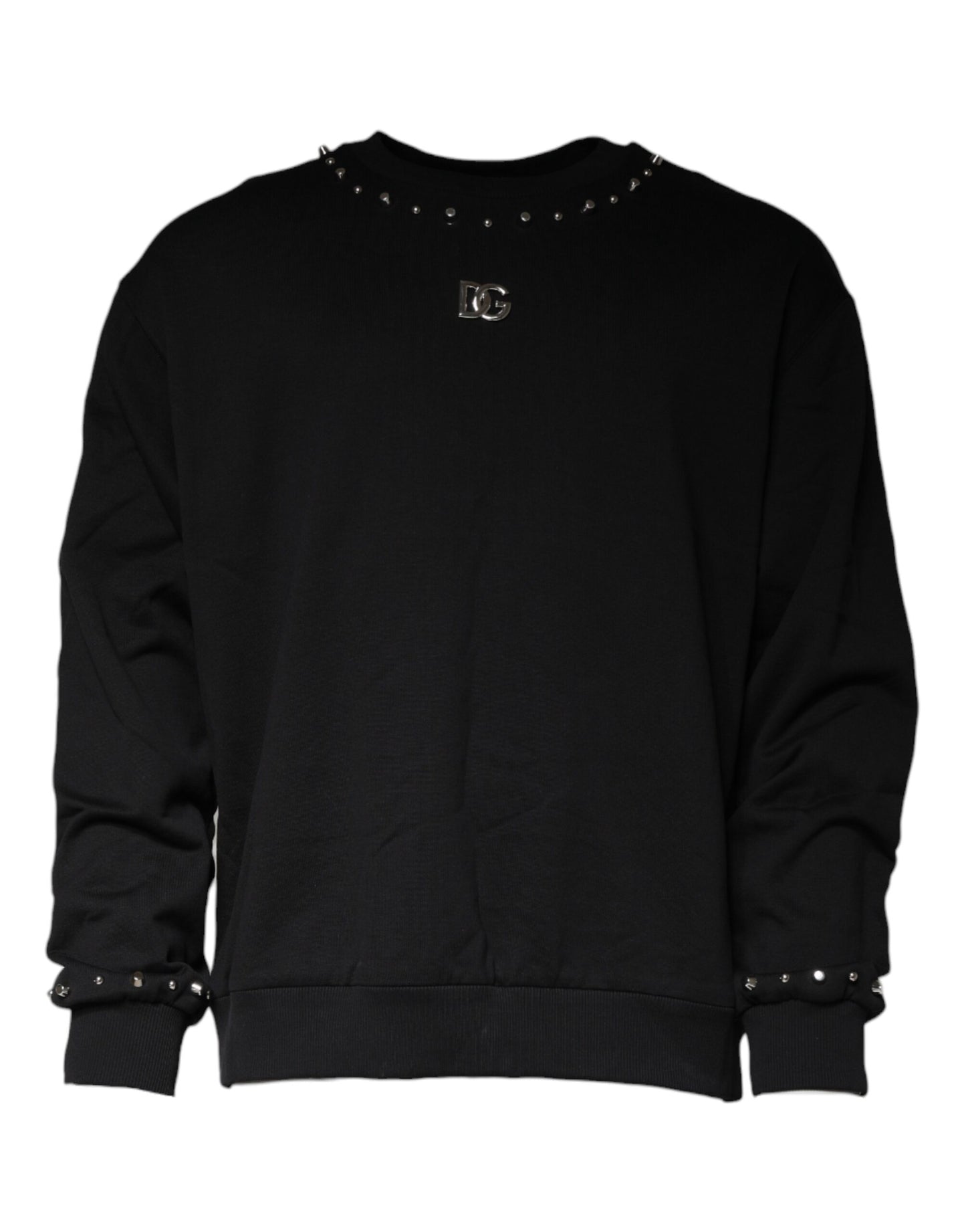 Dolce &amp; Gabbana – Schwarzes Pullover-Sweatshirt mit Logo und Nieten