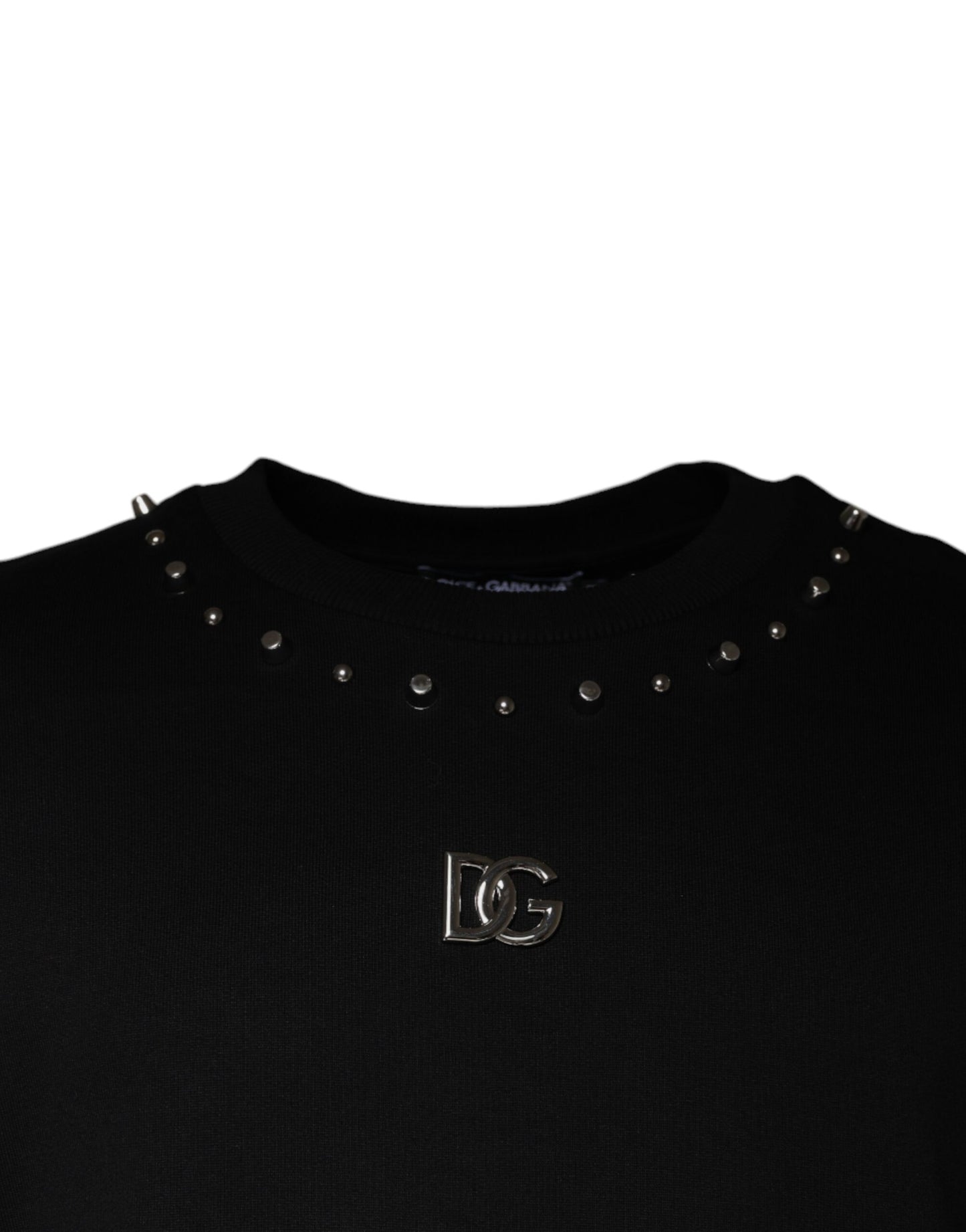 Dolce &amp; Gabbana – Schwarzes Pullover-Sweatshirt mit Logo und Nieten